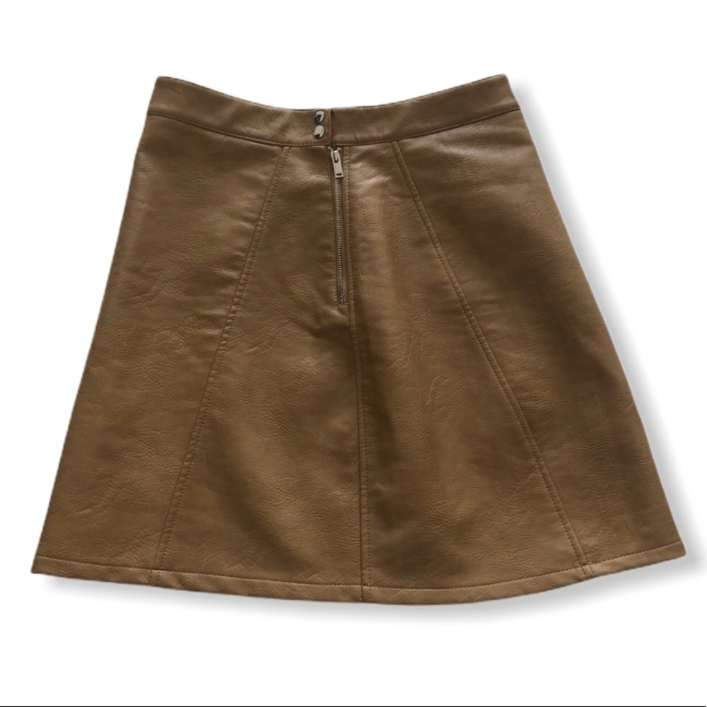 ZARA | Tan Faux Leather Mini Skirt Small
